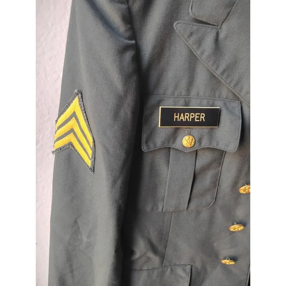 Vintage US Army Class A Green Dress Uniform Jacket Sergeant 26th Infantry Div